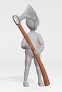 Render of Cartoon Character with Battleaxe Royalty Free Stock Photo