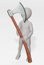 Render of Cartoon Character with Battleaxe Royalty Free Stock Photo