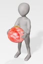 Render of Cartoon Character with Pomegranate