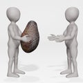 Render of Cartoon Charcter with Avocado Royalty Free Stock Photo