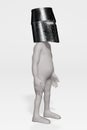 Render of Cartoon Charcter with Medieval Helmet Royalty Free Stock Photo