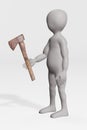 Render of Character with Axe Royalty Free Stock Photo