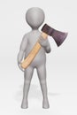 Render of Character with Axe Royalty Free Stock Photo