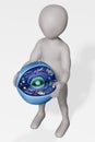 Render of Character with Human Cell Royalty Free Stock Photo