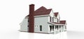 Render of a classic American country house. 3d illustration Royalty Free Stock Photo