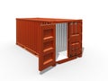 Render of container with opened door isolated. Royalty Free Stock Photo