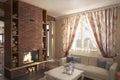 Render of the country house interior Royalty Free Stock Photo