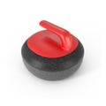 Render of Curling Stone with Red Handle on white Royalty Free Stock Photo