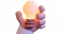 Render in 3D a hand with a light bulb, a creative idea, inspiration, brainstorming, product development, business Royalty Free Stock Photo