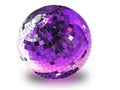 Render 3d illustration of purple disco ball isolated on white background