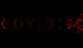 Render of deliquescent red lettering covid 19 on a black background