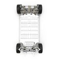 Render of electric car chassis isolated on white. Top view. 3D illustration