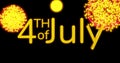 Render with fireworks and the inscription 4th of July Royalty Free Stock Photo