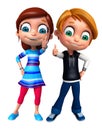 Render of Little Boy and Girl with thums up pose Royalty Free Stock Photo