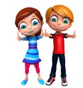 Render of Little Boy and Girl with thums up pose Royalty Free Stock Photo