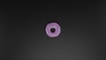 Render on a matte black background of a pink donut