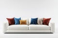 render of modern sofa with cushions, Contemporary sofa adorned with soft cushions Royalty Free Stock Photo