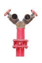 Render of a red fire hydrant with hose, isolated on white Royalty Free Stock Photo