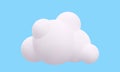 3d render soft round cartoon fluffy cloud isolated on a blue background. Vector illustration