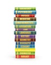 render of stack old colorful school books