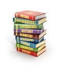 render of stack old colorful school books