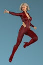 Isolated leaping woman with her arms outstretched