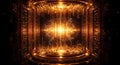 A bright golden energy core illuminates a massive futuristic technological chamber Royalty Free Stock Photo