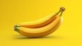 Rendered Banana On Yellow Background