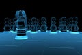 Rendered blue xray transparent chess Royalty Free Stock Photo