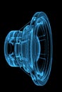 Rendered blue xray transparent loudspeaker Royalty Free Stock Photo