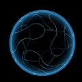 Rendered blue xray transparent modern ball