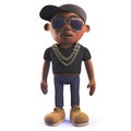 3d cartoon black hip hop rap singer character Royalty Free Stock Photo