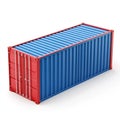 Blue and Red Cargo Container for Shipping and Transportation Royalty Free Stock Photo