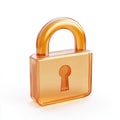 Amber Glass Padlock: Secure Digital Data Protection Royalty Free Stock Photo