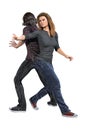 Couple in Urban Fantasy Style Fighting Poses Isolated