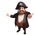 Rendered illustration of pirate Pointing pose Royalty Free Stock Photo