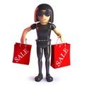 Cartoon 3d gothic style girl carrying sale shopping bags