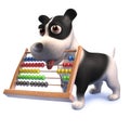 Cartoon 3d puppy dog hound holding an abacus in its mouth