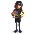 3d cartoon gothic girl in latex catsuit holding an abacus because she can