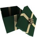 Rendered Open Green Present with Gold Bow