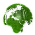 Rendered sliced earth globe covered with grass Royalty Free Stock Photo