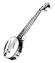 Rendered View of a Banjo, vintage illustration