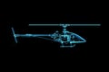 Rendered x-ray transparent blue helicopter