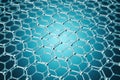 Rendering abstract nanotechnology hexagonal geometric form close-up, concept graphene atomic structure, molecular