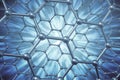 Rendering abstract nanotechnology hexagonal geometric form close-up, concept graphene molecular structure. Royalty Free Stock Photo
