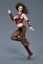 Beautiful Urban Fantasy Woman Jumping into the Air