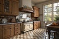Rendering of a classic kitchen in the American style Royalty Free Stock Photo