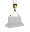 Rendering of concrete block hanging on hook with two ropes Royalty Free Stock Photo