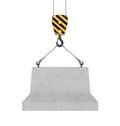 Rendering of concrete block hanging on hook with two ropes Royalty Free Stock Photo