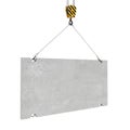 Rendering of concrete slab hanging on hook with two ropes Royalty Free Stock Photo